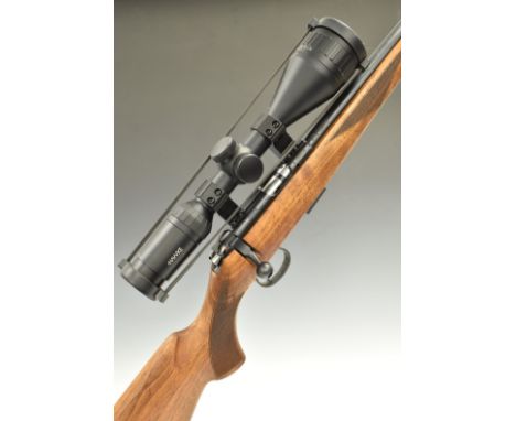 Cogswell &amp; Harrison Certus .22LR semi-automatic rifle with chequered grip and forend, leather sling, sound moderator, Haw