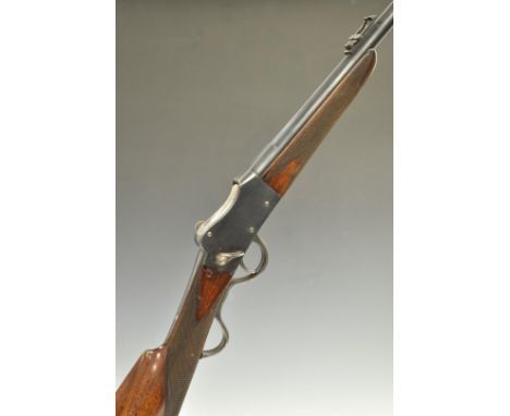 Belgian .22LR Winchester style Martini lever action rifle with chequered grip and forend, pop-up ladder sights and 26 inch ba