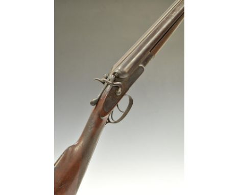 Elizabeth Fletcher of Gloucester 12 bore side by side hammer action shotgun with engraved lock named 'E Fletcher', engraved h