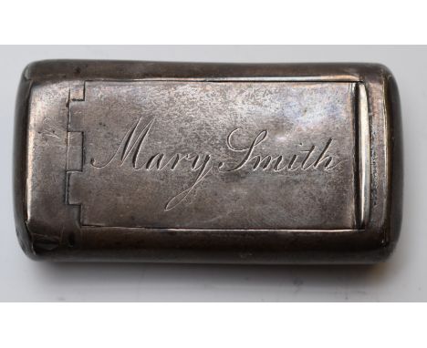 Georgian hallmarked silver snuff box, with hinged lid, London c1800, maker&nbsp;William Pugh, length 5.5cm, weight 23g