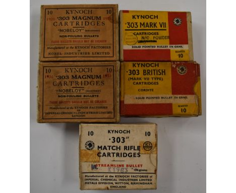 Fifty Kynoch .303 rifle cartridges, all in original boxes.&nbsp;&nbsp;PLEASE NOTE THAT A VALID RELEVANT FIREARMS/SHOTGUN CERT