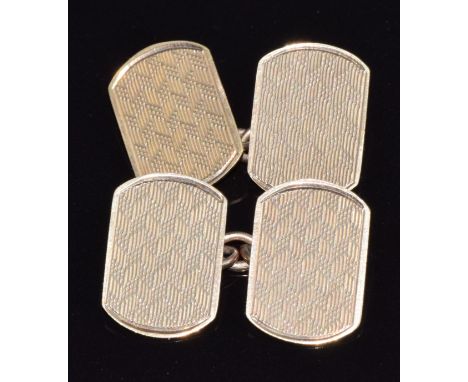 A pair of 9ct gold cufflinks with engine turned decoration, 4.1g