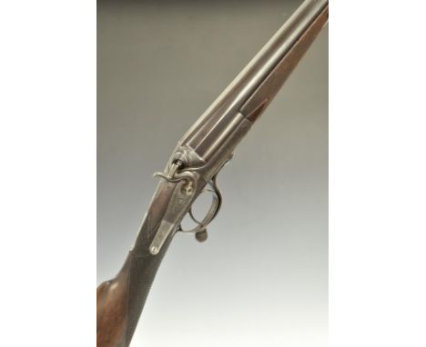 George Edward Lewis 12 bore single barreled hammer action shotgun with engraved lock, hammer, rotary underlever, underside an