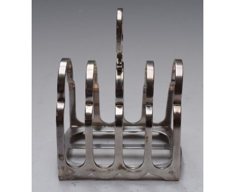 George V hallmarked silver five bar toast rack, Sheffield 1916, maker&nbsp;Harrison Brothers &amp; Howson, length 7.5, height