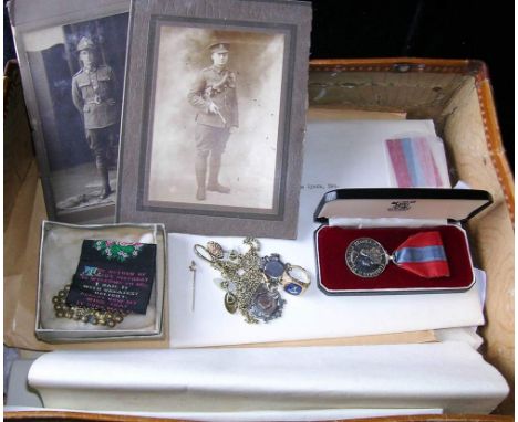 Medals. Imperial Service Medal (EIIR); to William Byers. With certificate. Also case containing old photographs, Masonic ephe