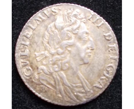 United Kingdom. Sixpence William III. 1700 3rd bust, later harp. large crown. Near Very Fine.