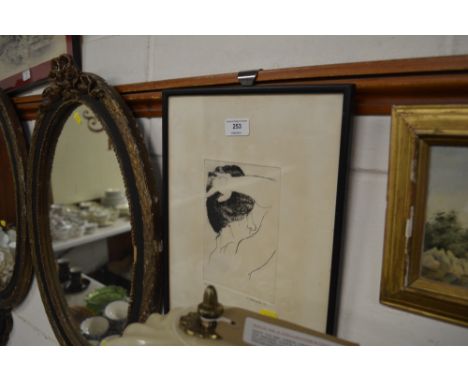 E. Marseglio, pencil signed etching depicting a person in profile, dated 83