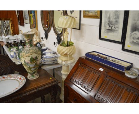 A 1970's figural lamp base on onyx column