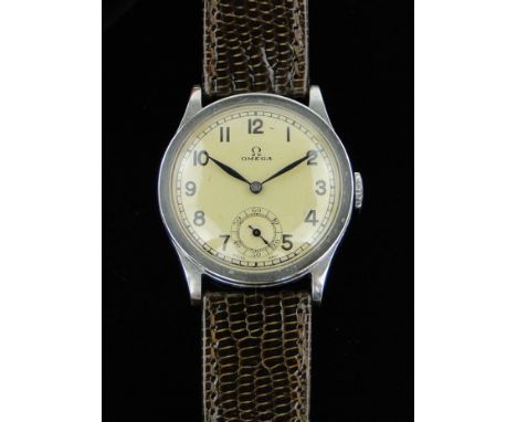 A gent's Vintage Omega stainless steel cased wristwatch,
circa 1960s, with leather strap, GWO.