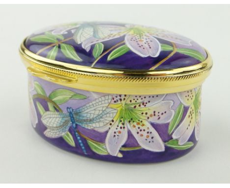 Moorcroft Collector's Club miniature enamel box
in "Stargazer" pattern, length 2.5", boxed.