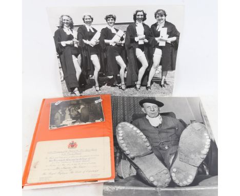 A folder of early and mid-20th century Press and Studio photographs, including 1939 Whitefriars Fire Station engine photograp