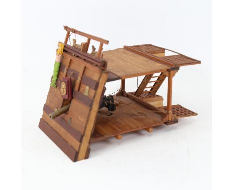A handmade model ship cut-away diorama, L23cm, H18cm, W16cm 