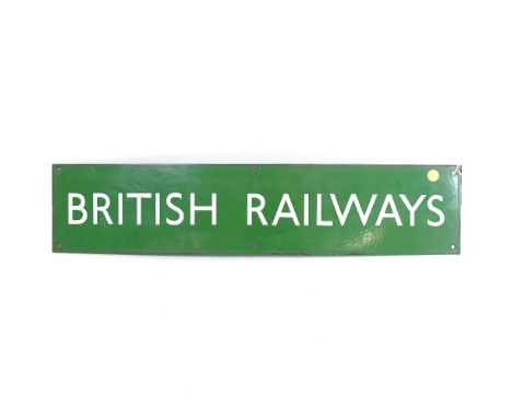 A vintage green enamel British Railways sign, length 68cm 