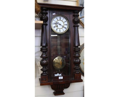 A Vienna Regulator wall clock with enamel dial, height 70cm 