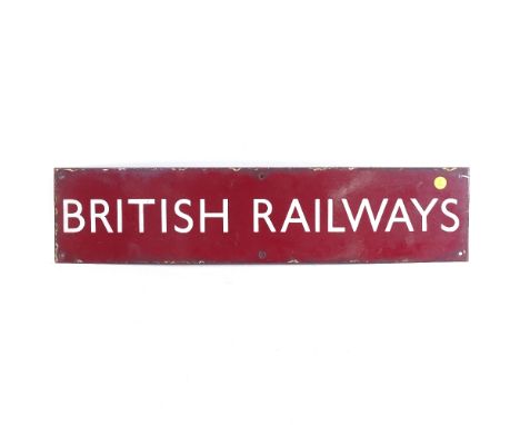 A vintage red enamel British Railways sign, Length 64cm 