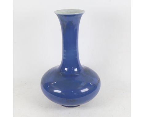 A Chinese blue glazed ceramic vase, with 6 character mark, 34cm 