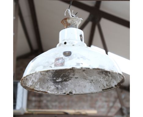 A Vintage enamel ceiling light shade, 44cm diameter 