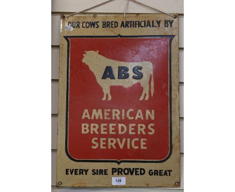 An early 20th century red black and cream enamel American Breeders Service (ABS) advertising sign, 49cm x 34cm 
