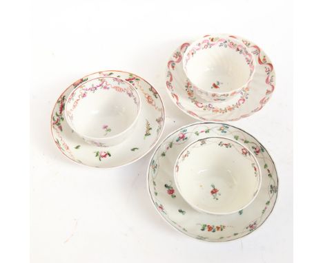 A group of New Hall porcelain, comprising 3 tea bowls and 3 saucers, circa 1800, pattern 195, tea bowl diameter 8cm (6).The s