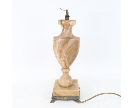 A Vintage alabaster urn lamp, height 38cm 