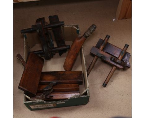 A group of Antique woodworking tools, all stamped with various names such as H Achilles, A Howland, and J D Prior (boxful) 