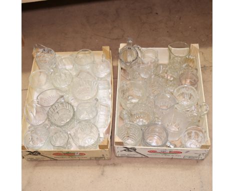 2 boxes of small Vintage glass jugs 
