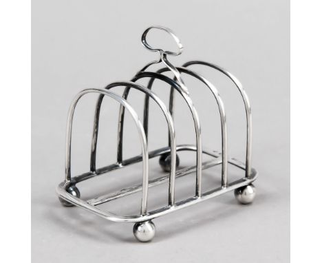 Kleiner Toastständer, Schottland, 1889, MZ: Hamilton &amp; Inches, Edinburgh, Sterlingsilber 925/000, auf 4 Kugelfüßen, Mitte