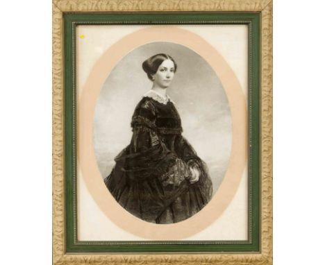 Gustav H. Gottlob Feckert (1820-1899), Portrait einer Dame in dunklem Kleid, Lithographie, am u. Rand im Druck sign. u. bez. 