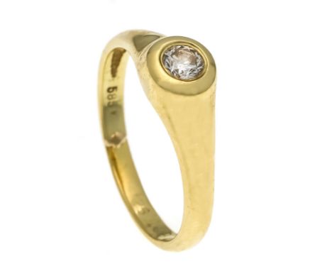 Brillant-Ring GG 585/000 mit einem Brillanten 0,25 ct W/Lupenrein (0,25 ct Lup gest.), RG 55, 3,5 g