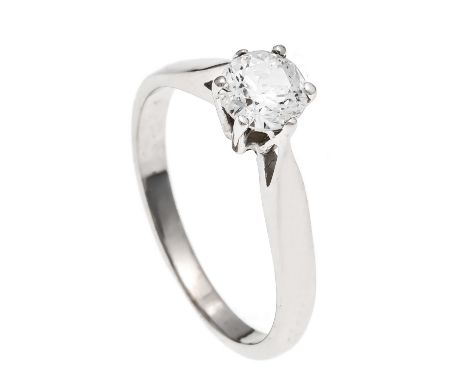 Brillant-Ring WG 585/000 mit einem Brillanten 0,65 ct W/PI2, RG 53, 2,6 g