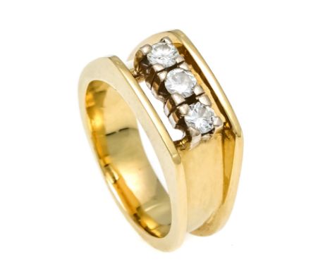 Brillant-Ring GG 585/000 ungest., gepr., mit 3 Brillanten, zus. 0,42 ct l.get.W/VS, RG 55, 9,6 g