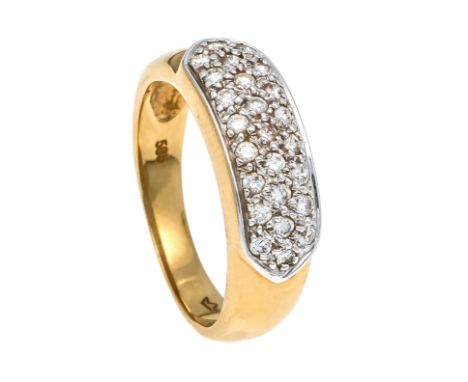 Brillant-Ring GG/WG 585/000 mit 25 Brillanten, zus. 0,30 ct W/VS-SI, RG 57, 5,5 g