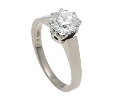 Altschliff-Diamant-Ring GG/WG 585/000 mit einem Altschliff-Diamanten 1,68 ct TW/VS-SI, RG 55, 4,1 g
