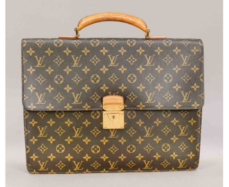 Louis Vuitton, Vintage Monogram Canvas Aktentasche, gummiertes Baumwollgewebe im klassischen Logoprint-Design mit Details aus