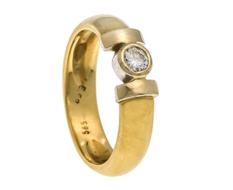 Brillant-Ring GG/WG 585/000 mit einem Brillanten 0,15 ct W/VS, RG 54, 5,1 g