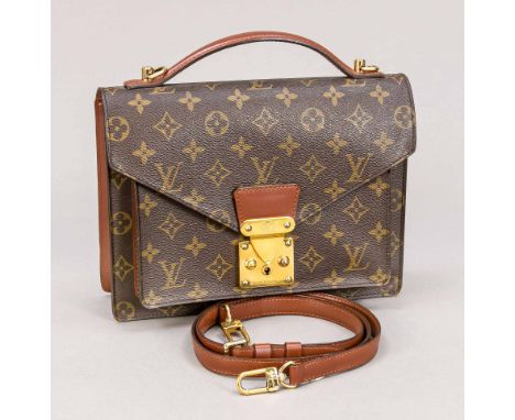 Louis Vuitton, Vintage Monogram Canvas Envelope Bag, gummiertes Baumwollgewebe im klassischen Logoprint-Design mit Details au