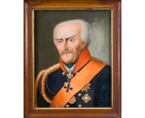 Bildnismaler um 1820, Portrait des preußischen Generalfeldmarschalls Gebhard Leberecht von Blücher, Pastellkreide und Tempera