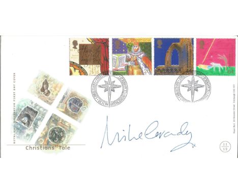 Mike Grady signed Royal Mail Millennium First Day Cover 'Christmas Tale. Set of four Christmas stamps and cancelled 'Christia