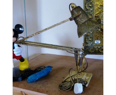 An angle-poise lamp, in painted mottled finish
