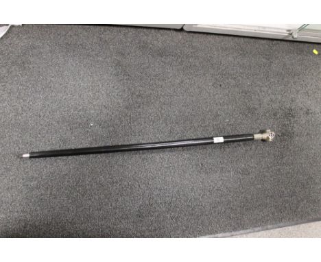 A WALKING STICK WITH WHITE METAL / SILVER DIVERS HELMET HANDLE