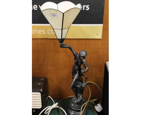 A FIGURATIVE TIFFANY STYLE LAMP