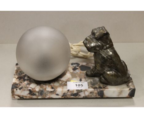 A DOG LAMP ON A MARBLE BASE