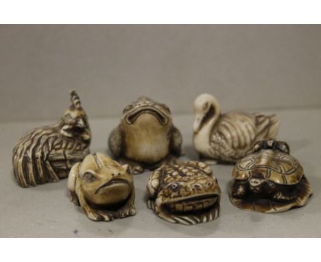 SIX CHINESE NETSUKE ANIMAL FIGURES