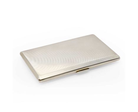 A silver pocket cigarette case, by Mappin and Webb, Birmingham 1966, with engine turned decoration8.4 x 12.8cm6.14oztConditio