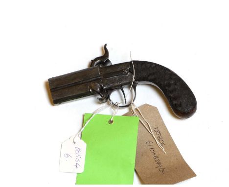 A percussion over and under turnover pistol  19th century, Riley of Oxford Street,  with octangonal twin barrel, chequered wa