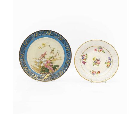 A Swansea porcelain plate  19th century, enamelled with floral sprays, marked 'SWANSEA', 20.4cm diameter and a Sèvres porcela
