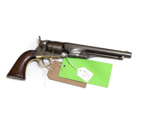 A Colt Army six shot revolver  signed Colt New York to barrel, serial number 82828 .44 calibre,  having octagonal barrel, bra