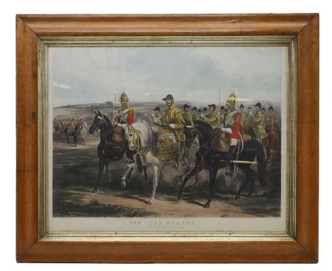 After Henry Martens 'The 1st Life Guards, Band Passing in Review', Rudolph Ackerman, aquatint, with contemporary hand-colouri