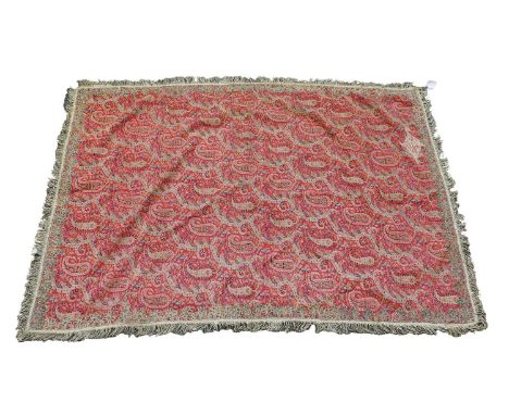A Persian Termeh, 20th century, the red ground with paisley embroidery and gilt fringe92 x134cm