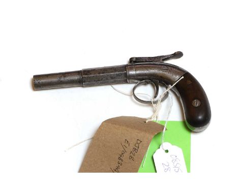 An American single shot boot pistol  with rifled barrel and engraved detail 10cm barrel  Provenance : from the estate of a co